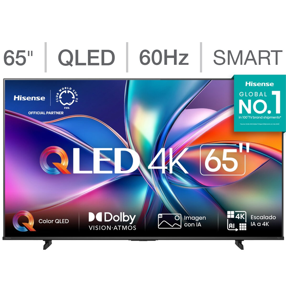 Hisense Pantalla 65" QLED 4K Smart TV
