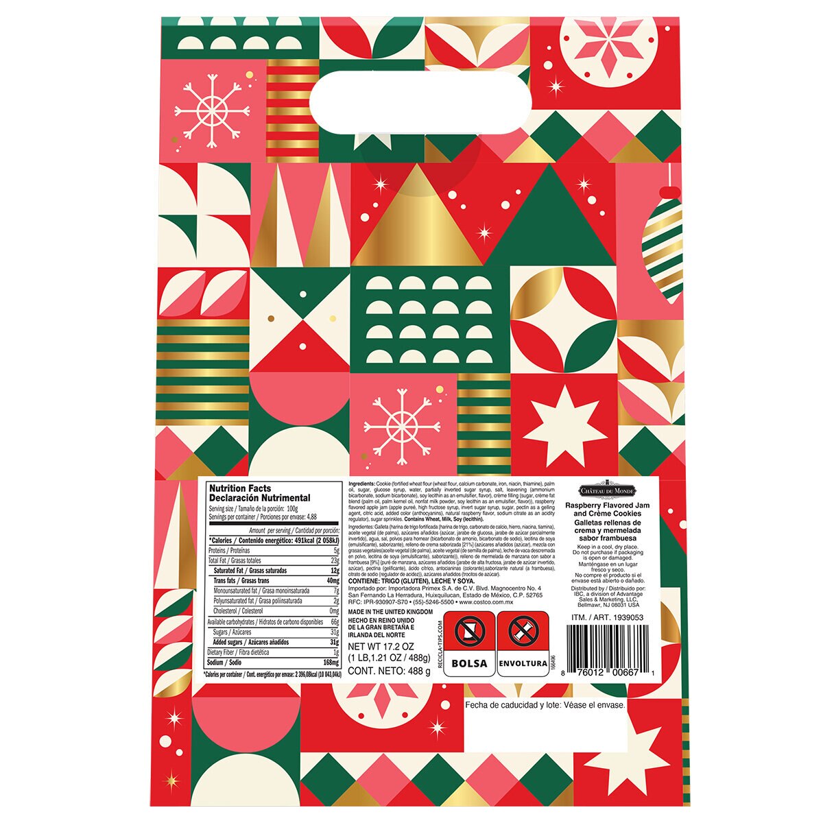 Chateau Du Mond Galletas Rellenasde Crema y Mermelada de Frambuesa 488 g