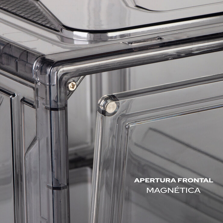 AG Box, Set de 4 Cajas de Zapatos Apilables Premium, Humo