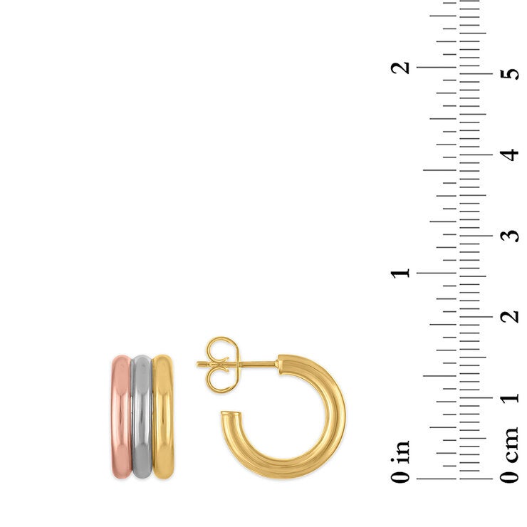 Arracadas de Oro, 3 Tonos 14K Arracadas de Oro, 3 Tonos 14K