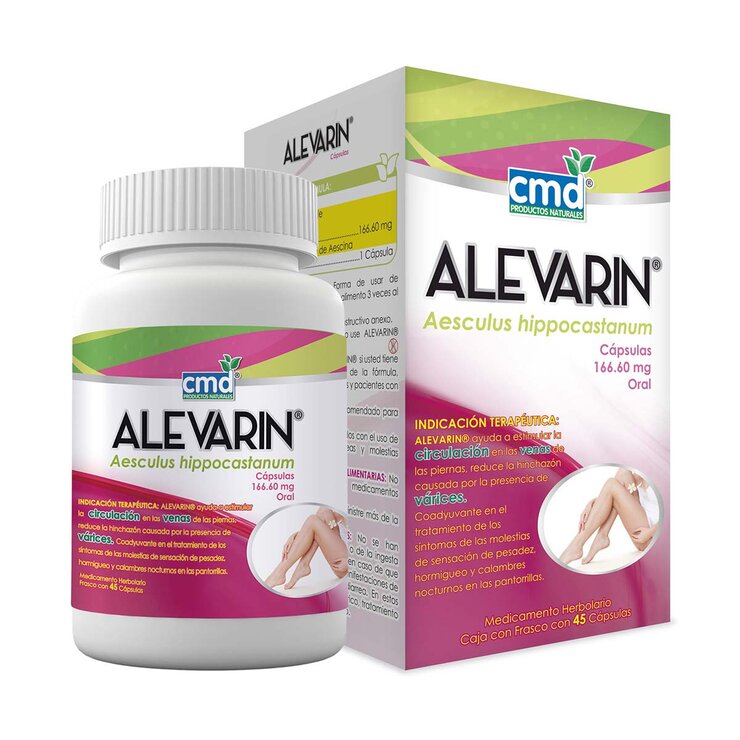 Alevarin Aesculus hippocastanum 166.60mg 3 piezas de 45 cápsulas c/u