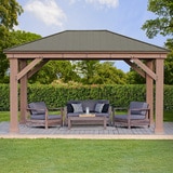 Yardistry Pérgola de Madera con Techo de Aluminio de 3.7m x 4.9m