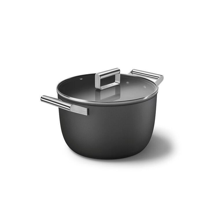 Smeg Olla de 26cm con Tapa de Cristal negro Smeg Olla de 26cm con Tapa de Cristal negro