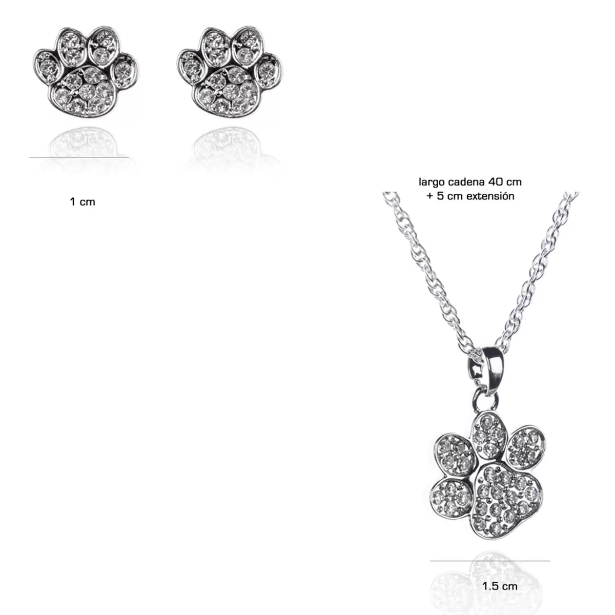 Mayfer, Juego de Aretes y Collar con Dije, en Forma de Huellas, con Cristal Austríaco