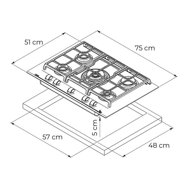 Teka Parrilla 5 Quemadores 75cm de Gas