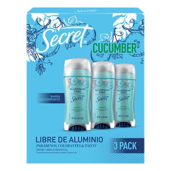 Secret Desodorante Cucumber Libre de Aluminio 3 pzas de 68 g