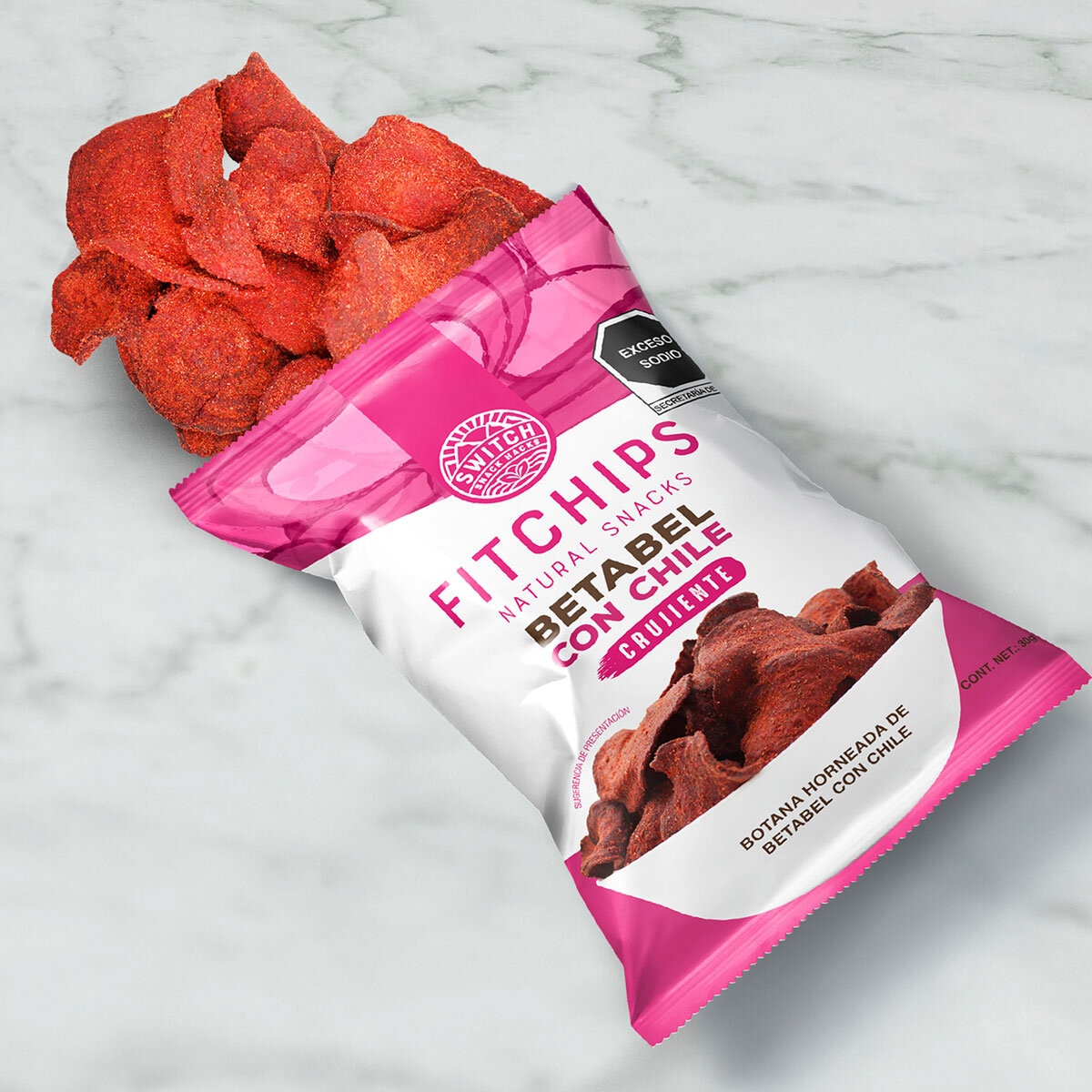 Fitchips Botana Horneada de Vegetales con Chile 12 pzas de 30 g