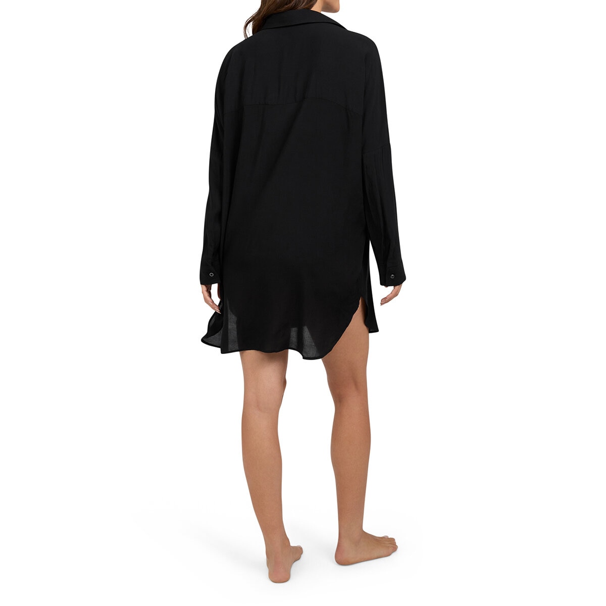Lands' End Camisa de Playa para Dama Negro Extra Chica/Chica