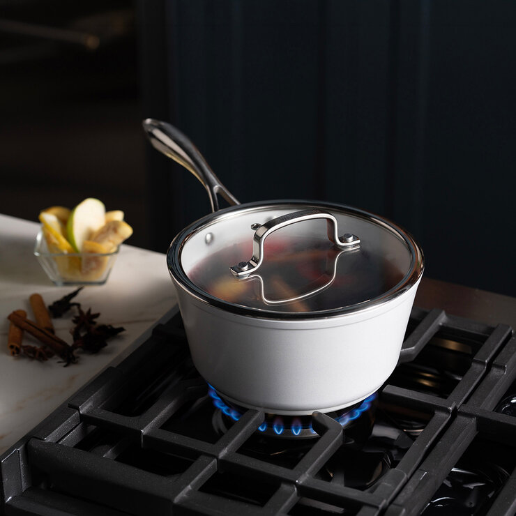 Westinghouse, Olla 16 cm de Cerámica Blanca, Acero Inoxidable