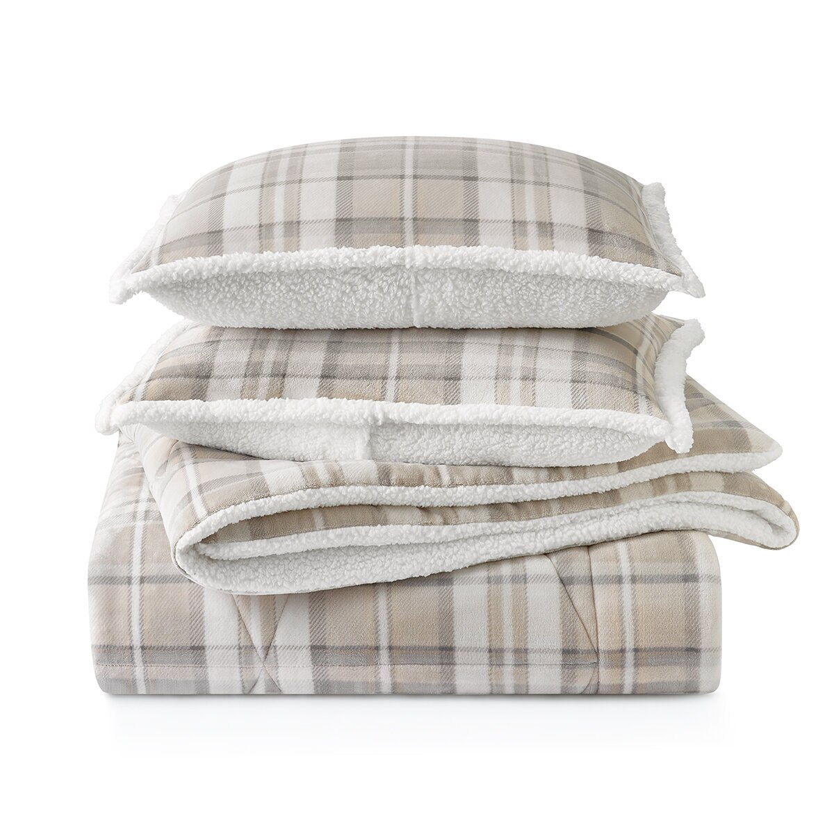 Casual Living, Juego de Edredón King de 3 piezas, Stowe Plaid-Cream