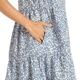 Matty M Vestido Tipo Lino para Dama Azul Grande