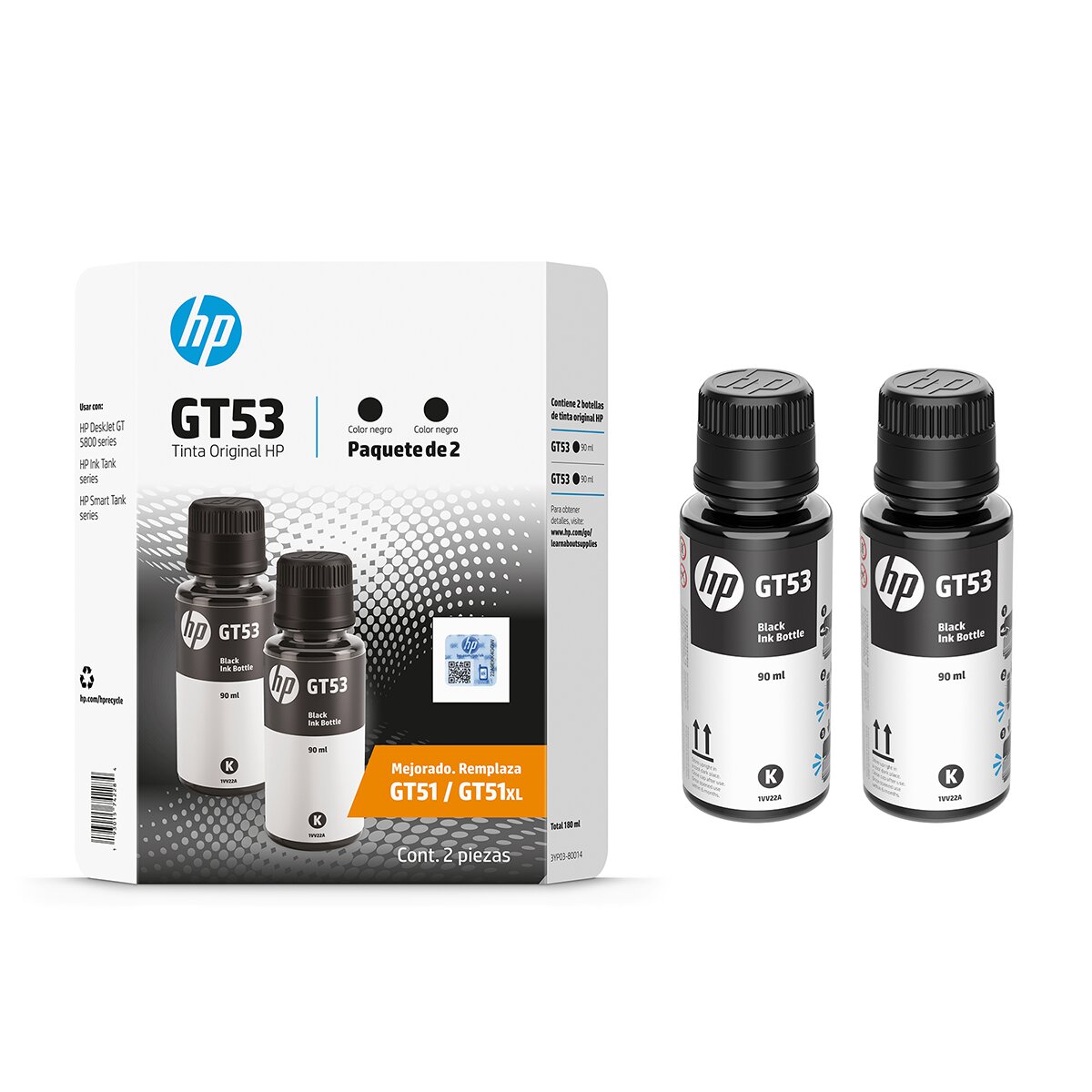 HP GT53 Botella de Tinta Negro