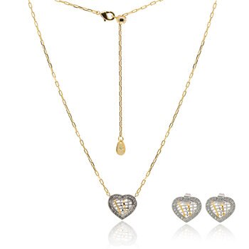Mayfer,  Juego de Collar y Aretes con Dije de Corazón, Colección Santorini, Cristal Austríaco