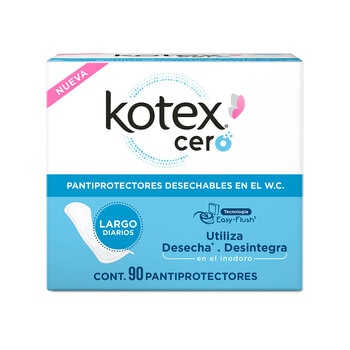 Kotex Cero Pantiprotectores Largos 90 pz