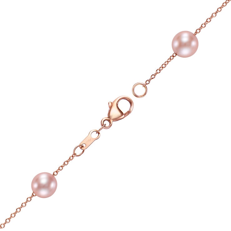 Pulsera de Perlas Cultivadas Agua Dulce, Rosas, 5.5-6.0mm, Oro Rosa de 14K