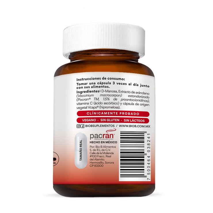 Bio B Extracto de Arándano Pacrán con D-Manosa 2 Frascos 60 cáp c/u