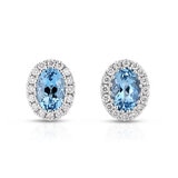 Aretes de Aquamarina con diamantes 0.19ctw, Oro Blanco 14K