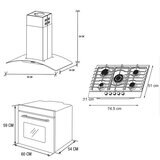 Koblenz Combo Campana 90 cm Parrilla 75 cm y Horno de Gas