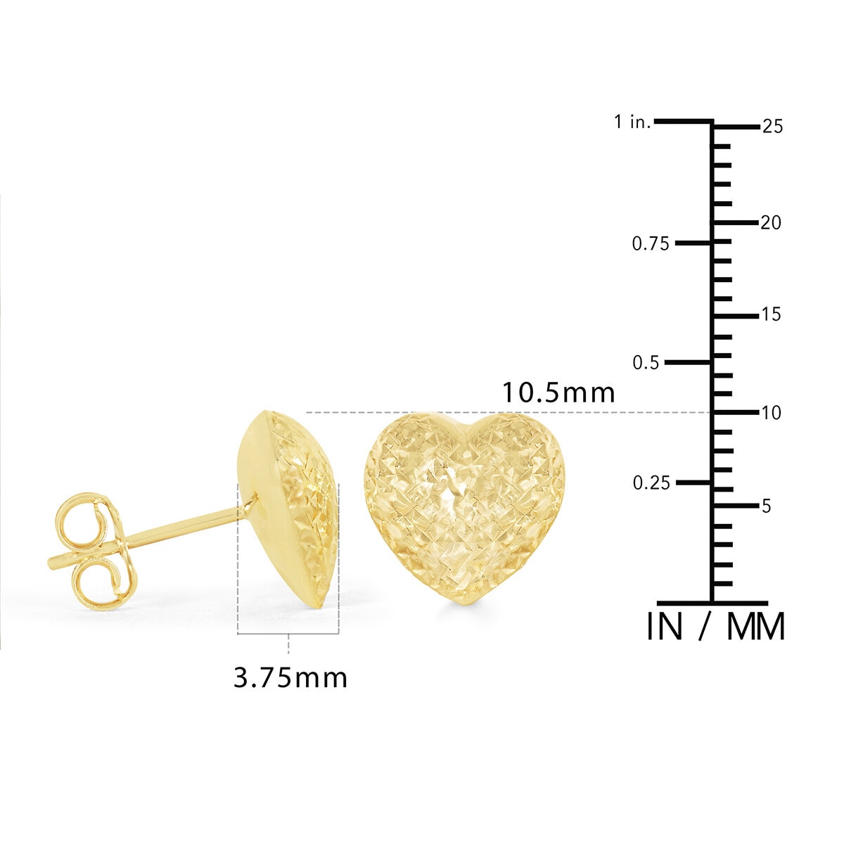 Aretes, Oro Amarillo de 14K, Corazon