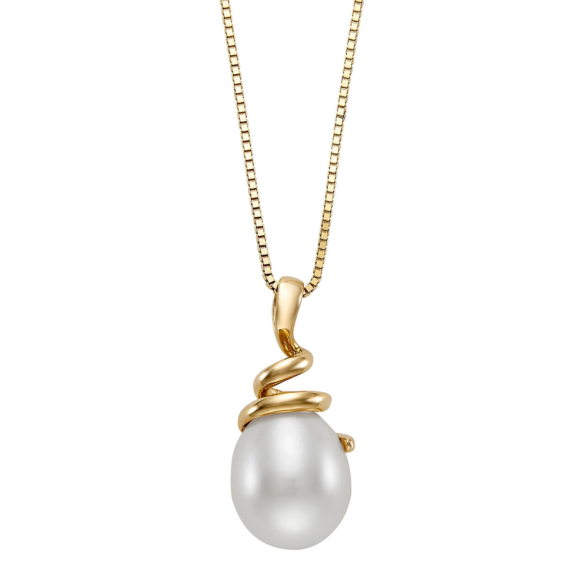Dije de Perla Cultivada, 9-10mm, Oro Amarillo de 14K