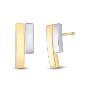 Aretes, Dos Tonos, Oro 14K Aretes, Dos Tonos, Oro 14K