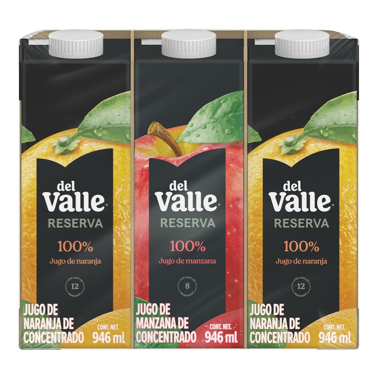 Del Valle Jugos de Manzana y Naranja 6 pzas de 1 l