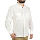 UxmalM by Manchester Guayabera de Lino y Algodón para Caballero, Color Hueso