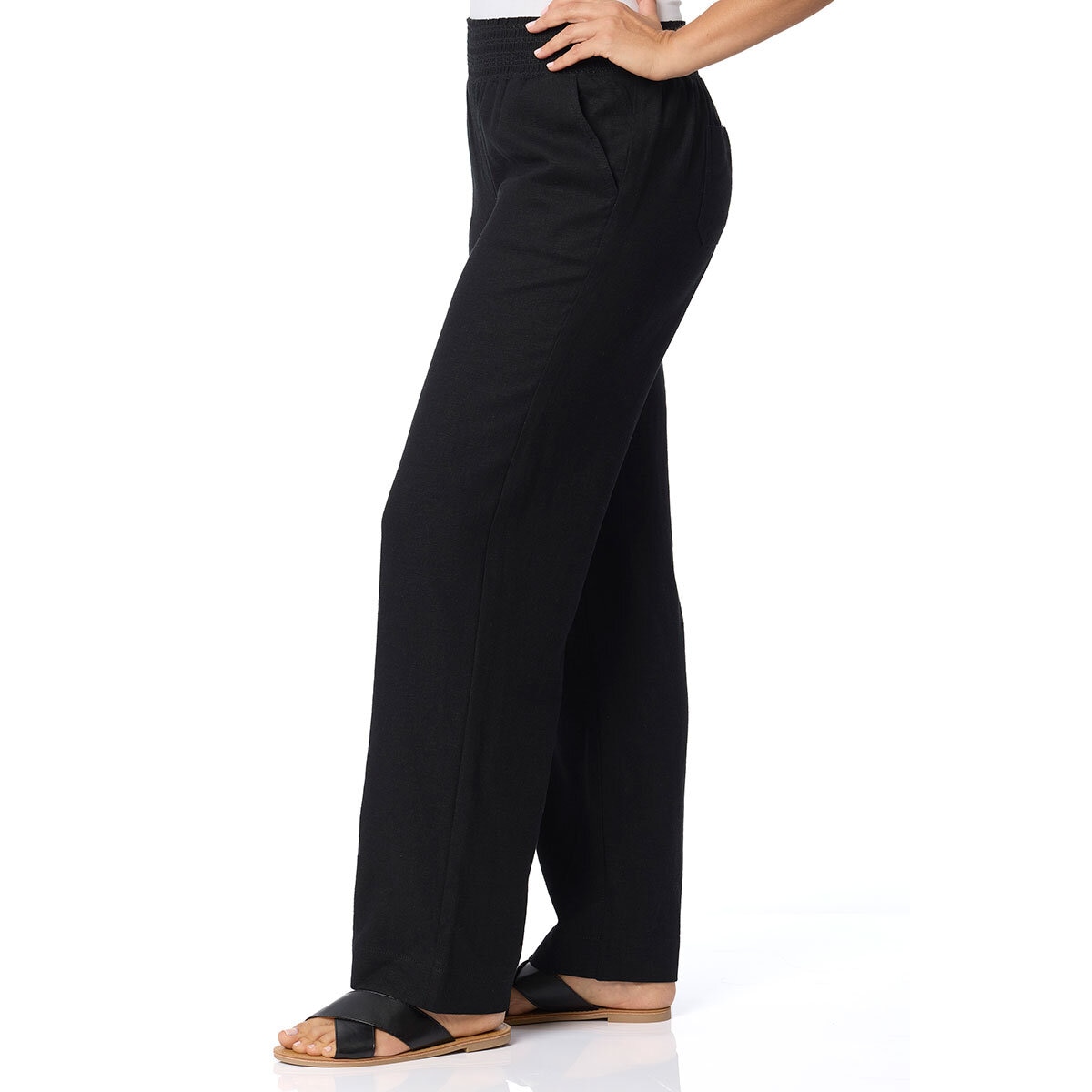 Briggs Pantalones tipo lino para Dama Negro Extra Grande