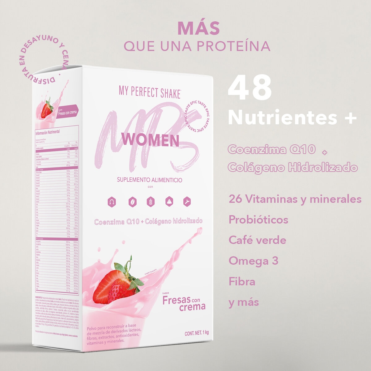 My Perfect Shake Bebida en Polvo Sabor Fresas con Crema 2kg