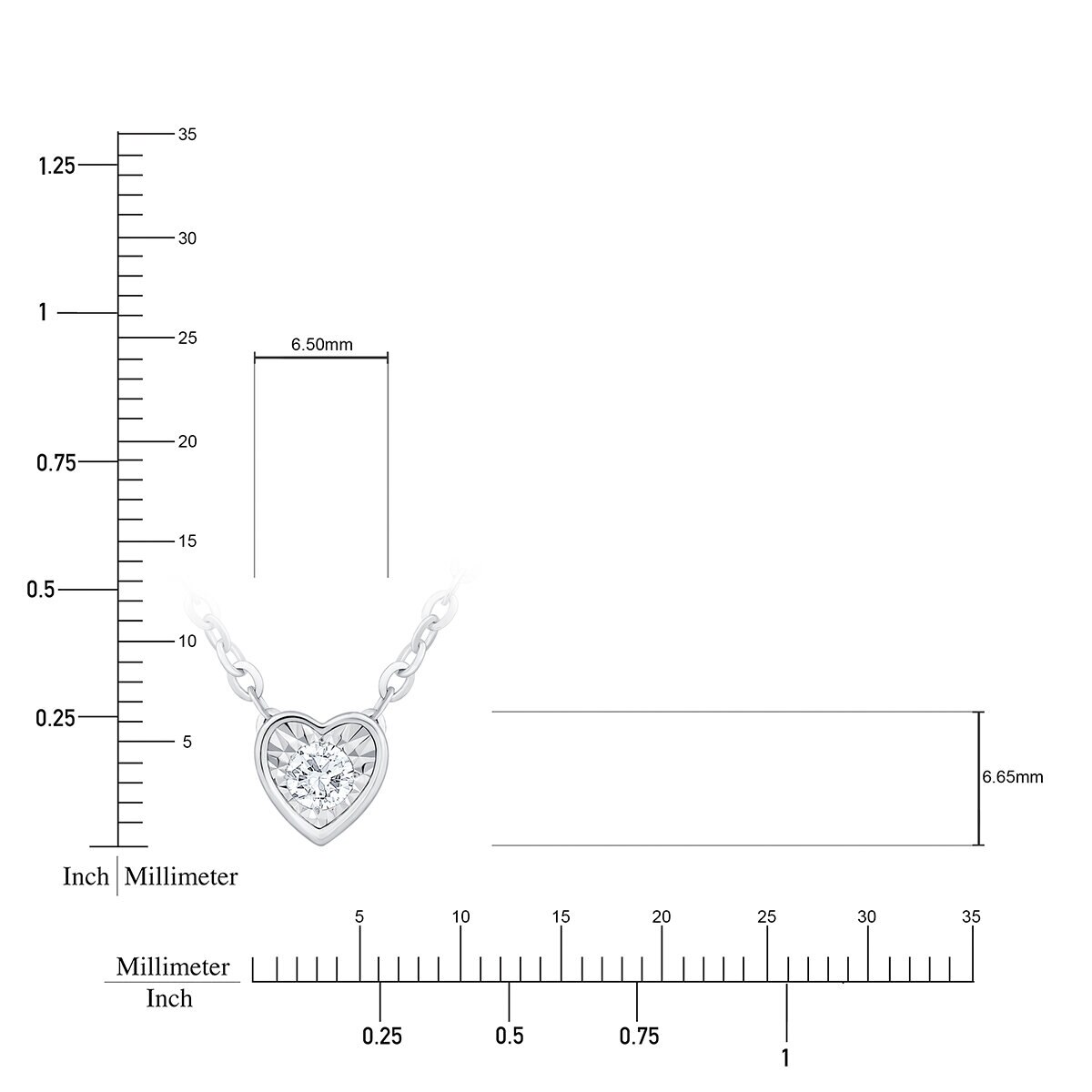 Collar de Diamantes 0.14 CTW, con Dije de Corazón , Oro 14K
