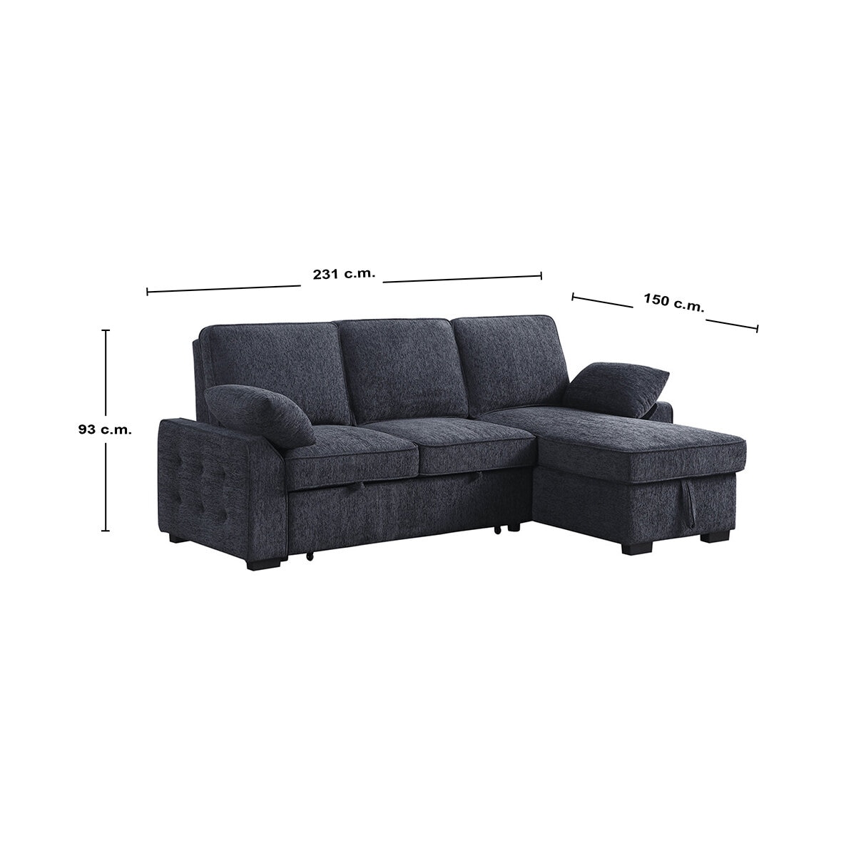 Montbrook Home, Mackenzie, Sofá Cama Seccional con Mesa Desplegable y Almacenamiento
