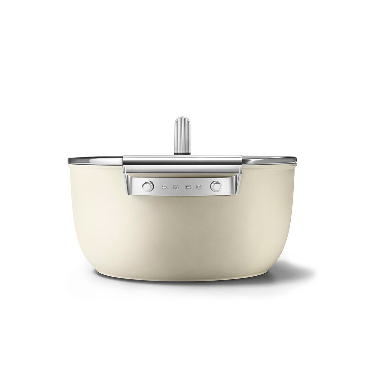 Smeg Olla de 24cm con Tapa de Cristal blanco