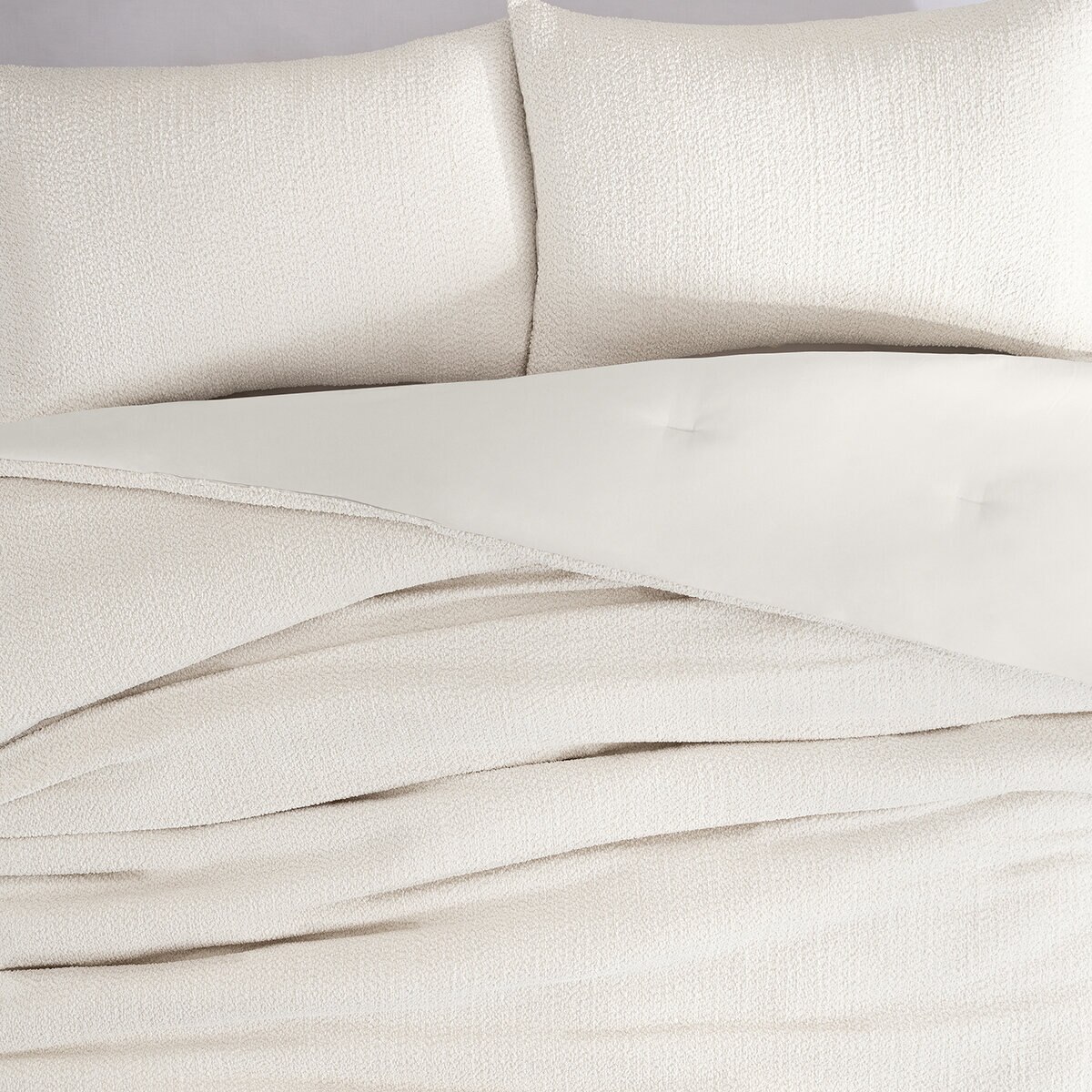 Cococozy, Juego de Edredón, Modelo Boucle, Tamaño King, Color Blanco