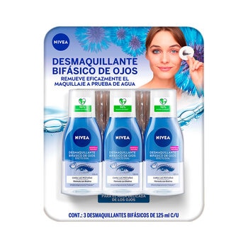 Nivea Desmaquillante Bifásico para Rostro 3 pzas de 125 ml c/u