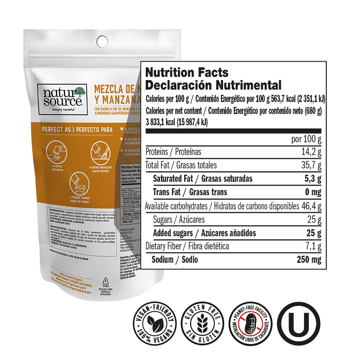 Natur Source Mezcla de Nueces y Manzana Seca 680 g