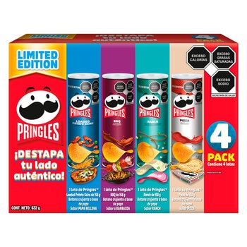 Pringles Botanas Crujientes a Base de Papa Sabores Surtidos 4/158 g