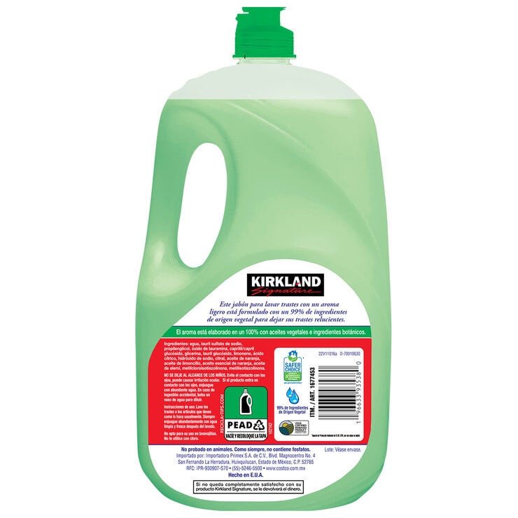 Kirkland Signature Jabón Para Trastes de Origen Vegetal 2.6 l