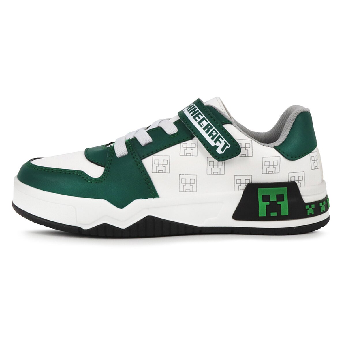 Minecraft, Tenis Color Verde/Blanco con Broche de Velcro para Niño, Varias Tallas