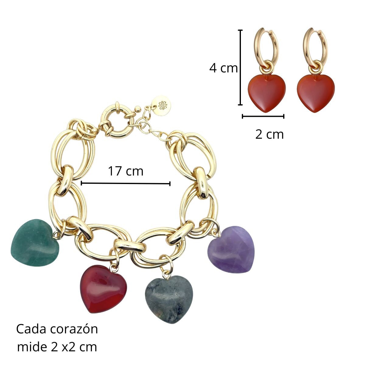Mayfer, Juego Pulsera y Aretes con Piedra Natural