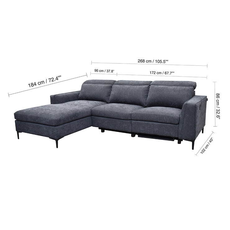 Muebles Liz, Larix, Seccional De 2 Piezas Gris Obscuro