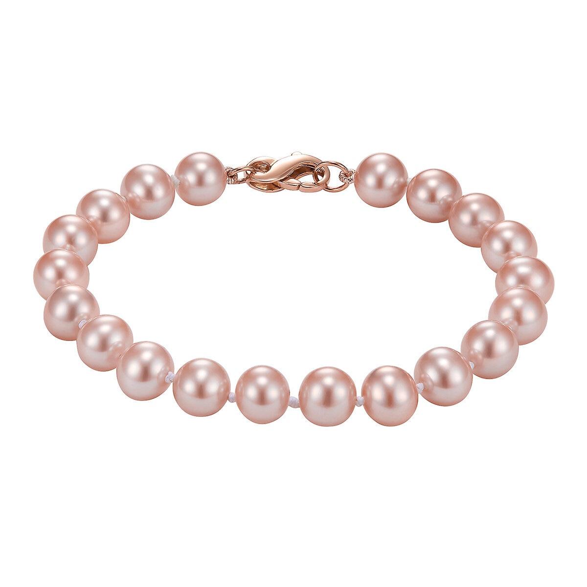 Pulsera de Perlas Rosas Cultivadas 8-8.5mm, Oro Rosa de 14k