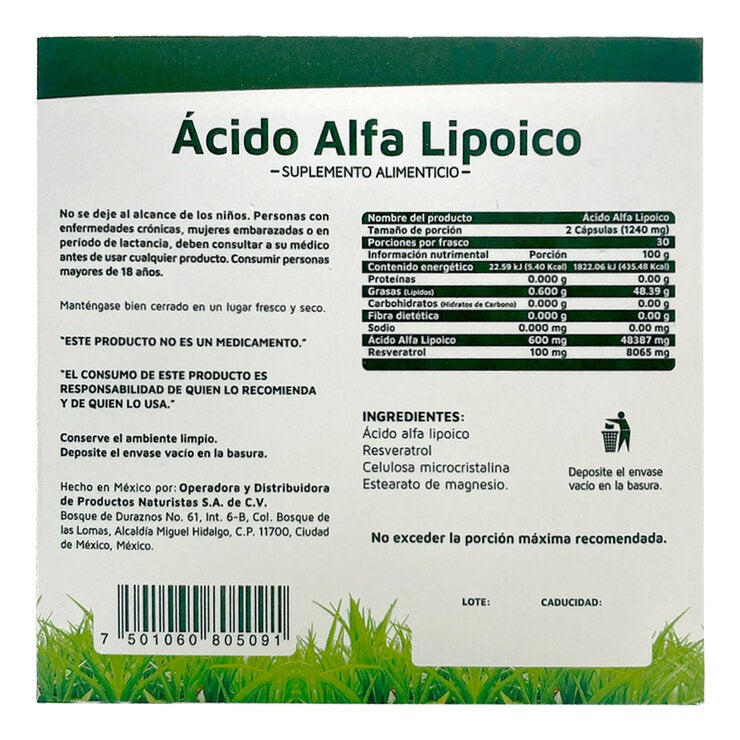 Vidanat Ácido Alfa Lipoico 2 Frascos de 60 Cápsulas Vidanat Ácido Alfa Lipoico 2 Frascos de 60 Cápsulas