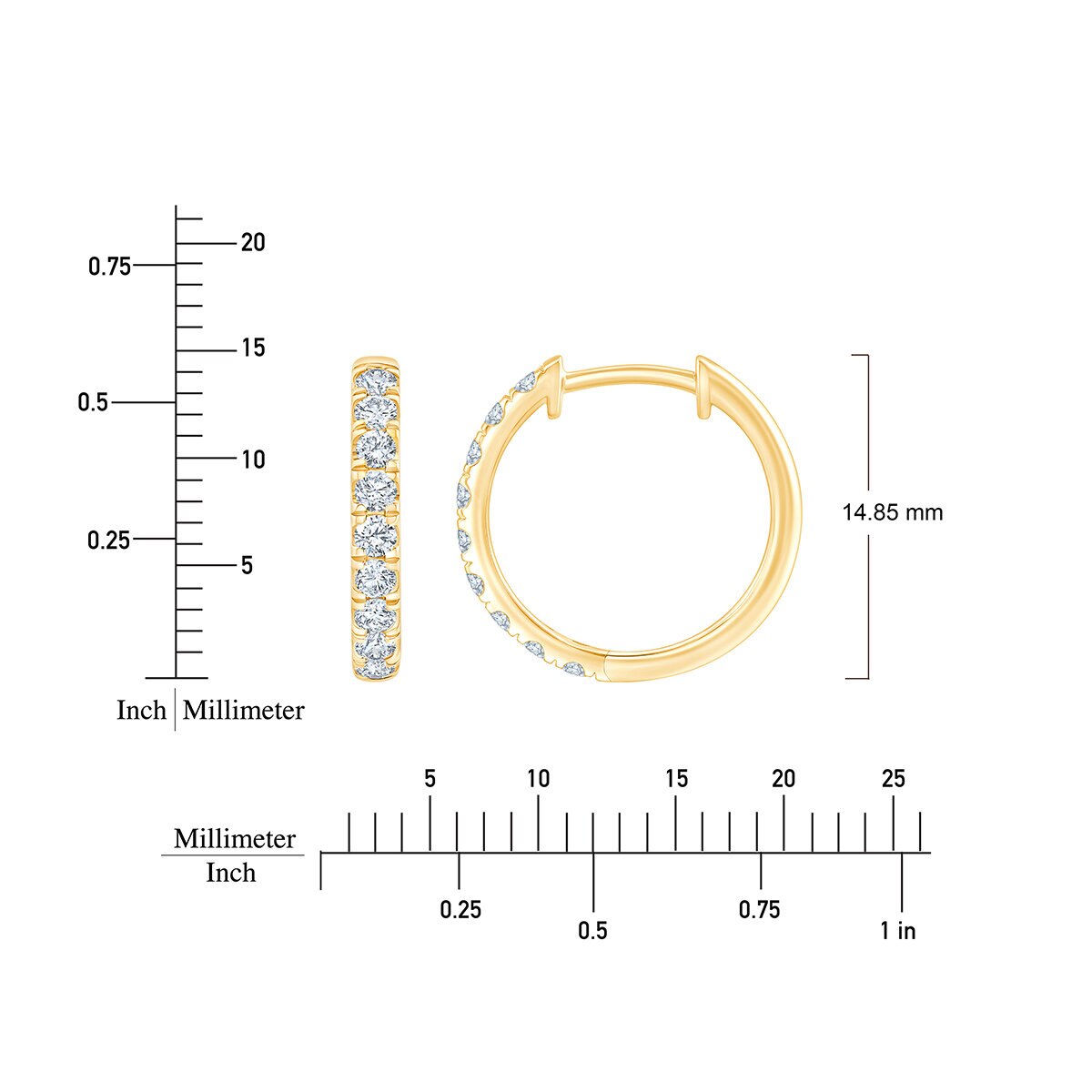 0.50ctw, Arracadas de Diamantes, Corte Redondo, Oro Amarillo de 14K