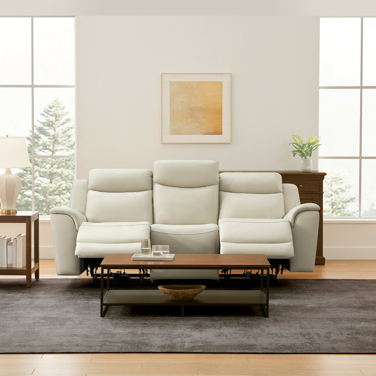 Gilman Creek Furniture, Sofá Reclinable de Piel con Sistema Eléctrico