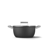 Smeg Olla de 24cm con Tapa de Cristal negro