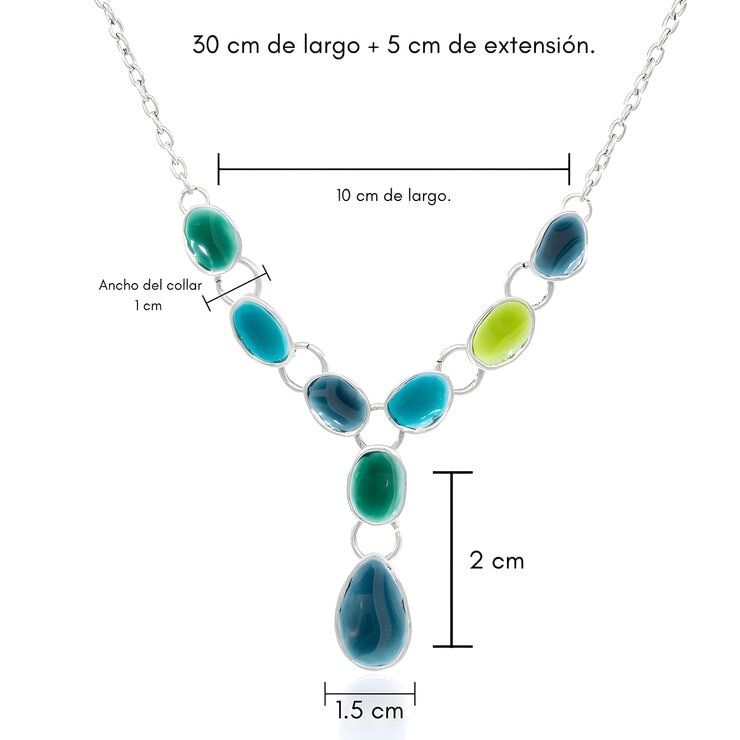 Tropicart, Juego de Collar, Aretes y Pulsera en Tonos Azules Tropicart, Juego de Collar, Aretes y Pulsera en Tonos Azules