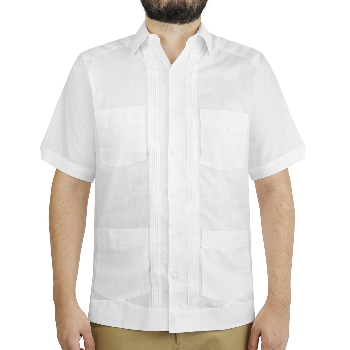 Uxmal by Manchester Guayabera Color Blanco, Manga Larga para Caballero, Varias Tallas