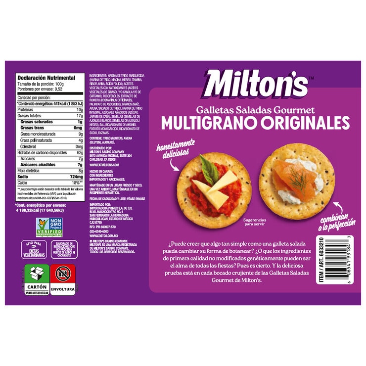 Milton's Galletas Saladas Multigrano 4 pzas de 238 g