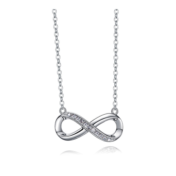 Mayfer, Collar de Metal con Dije en Forma del Signo de Infinito, Decorado con Cristal Austríaco Mayfer, Collar de Metal con Dije en Forma del Signo de Infinito, Decorado con Cristal Austríaco