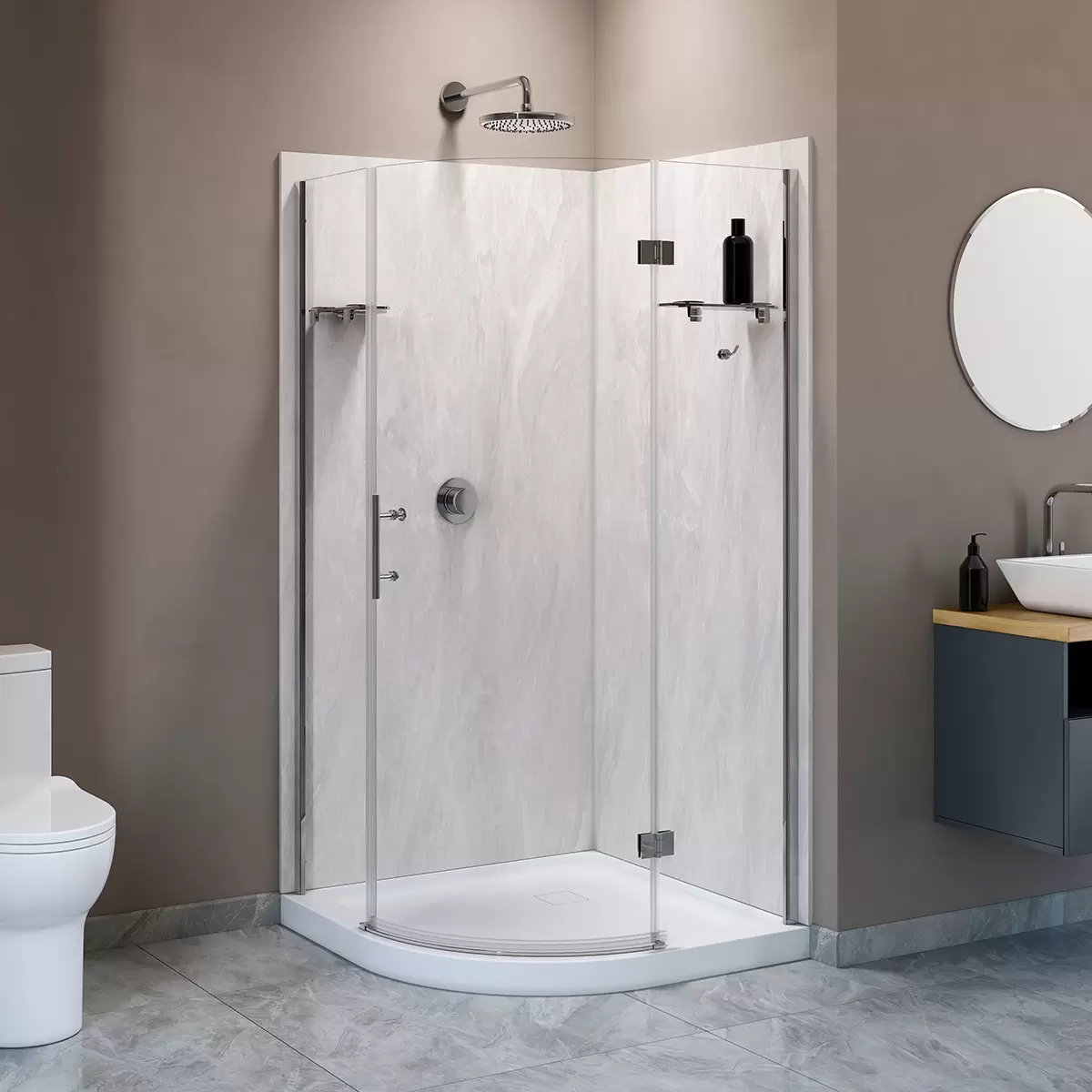 A&E, Cabina para Ducha Ruby Neo-Round 38" - Marmol A&E, Cabina para Ducha Ruby Neo-Round 38" - Marmol